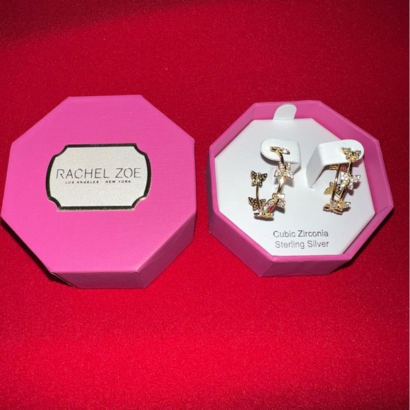 RACHEL ZOE BUTTERFLY EARRINGS (NIB - CUBIC ZIRCONIA & STERLING SILVER) - Picture 1 of 5